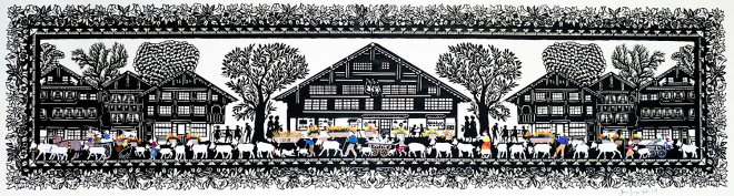 Züglete durchs Saanedörfli, 88cm / 27cm